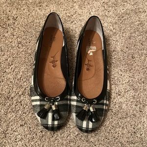 women's black and white plaid dress flats